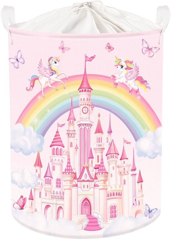 Unyqoos® Betoverende Opvouwbare Regenboog Eenhoorn Kinderwasmand voor Speelgoed en Kleding - 63 Liter Capaciteit