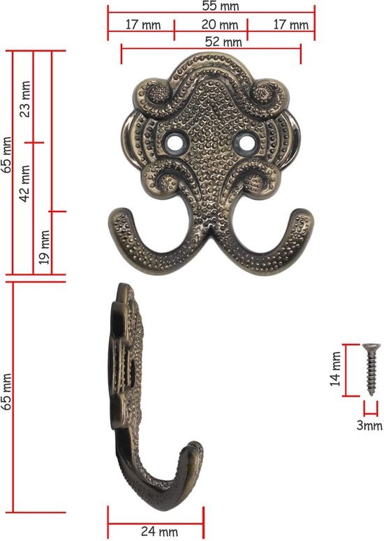 550x775-4.jpg Unyqoos® Set van 5 klassieke dubbele haken in antiek bronzen ontwerp voor veelzijdig gebruik