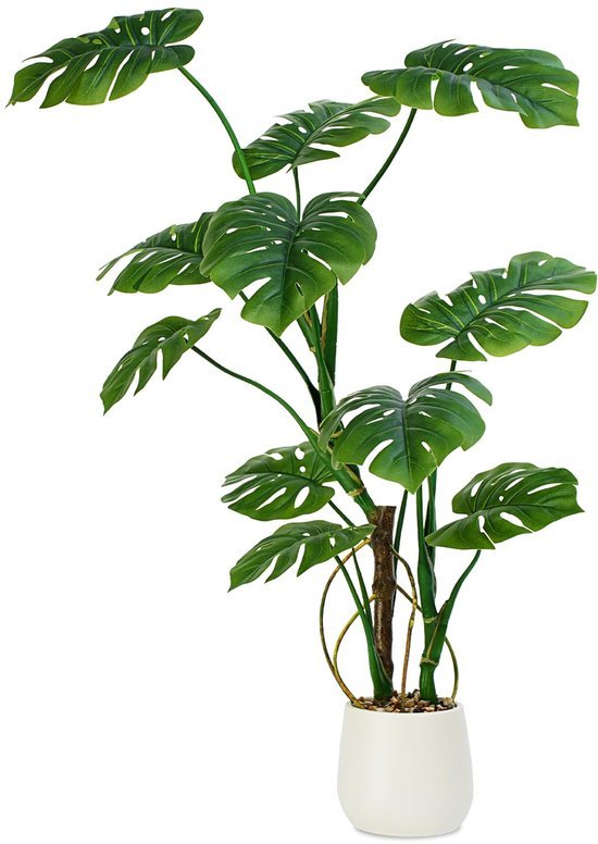 Unyqoos® Grote kunst Monstera plant van 120 cm voor decoratie in huis of kantoor