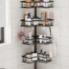Unyqoos ® Telescopische Doucheplank Hoekrek met Verstelbare Hoogte en 4 Planken voor Badkamer en Keuken
