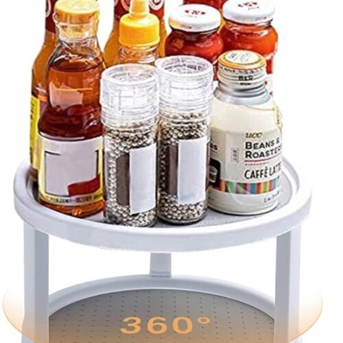 Unyqoos® Dubbeldeks draaiplateau voor keuken en badkamer met veelzijdige opbergruimte