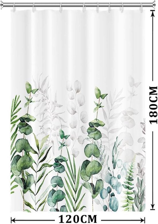 Unyqoos® Stijlvol Douchegordijn met Eucalyptus Print en Waterdichte Eigenschappen voor Luxe Badkamerervaring