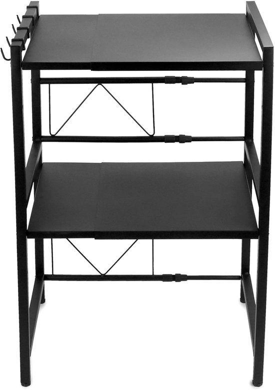 550x781-10.jpg Unyqoos® Verstelbaar en stevig magnetronrek met haken voor veelzijdig keuken gebruik