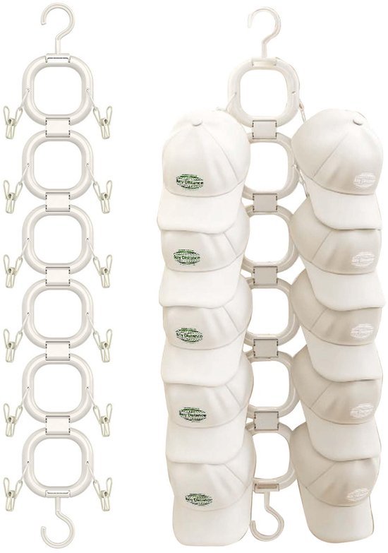 550x783-1.jpg Unyqoos® Ruimtebesparende hoeden- en accessoirehouder met 12 draaibare haken voor diverse items