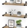 Unyqoos ® Stijlvolle Industriële Zwevende Wandplanken Set van 3 met Verplaatsbare Houders voor Elke Ruimte