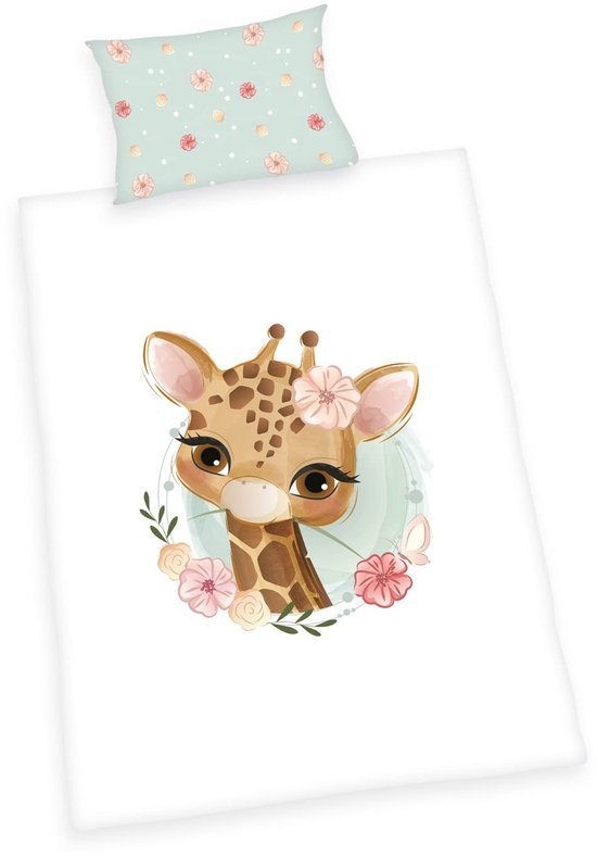 Unyqoos® Kinderbeddengoedset met Giraffe Motief en Omkeerbaar Ontwerp van Katoen