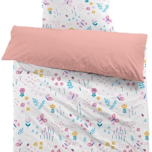 550x789-7.jpg Unyqoos® Roze Kinderbeddengoedset met Bloemenprint en Kussensloop van Microvezel