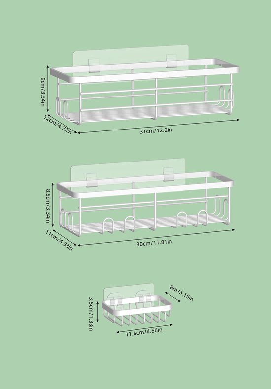 Unyqoos® Stijlvolle Drie-delige Doucheplank Set voor Eenvoudige Installatie en Optimaal Gebruiksgemak