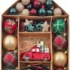 Unyqoos® 70-delige set onbreekbare kerstballen in rood en goud voor feestelijke decoratie