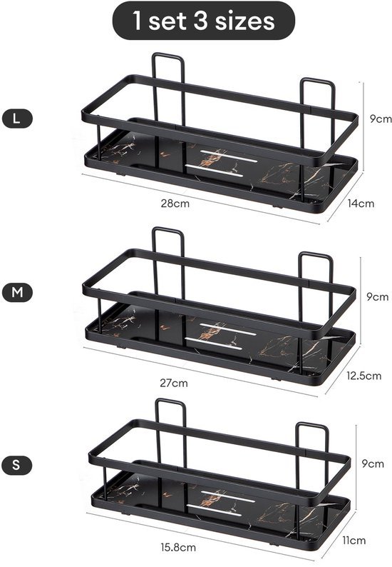 Unyqoos ® Innovatief Wandgemonteerd Organizer Rek voor Badkamer en Keuken met Drie Korven