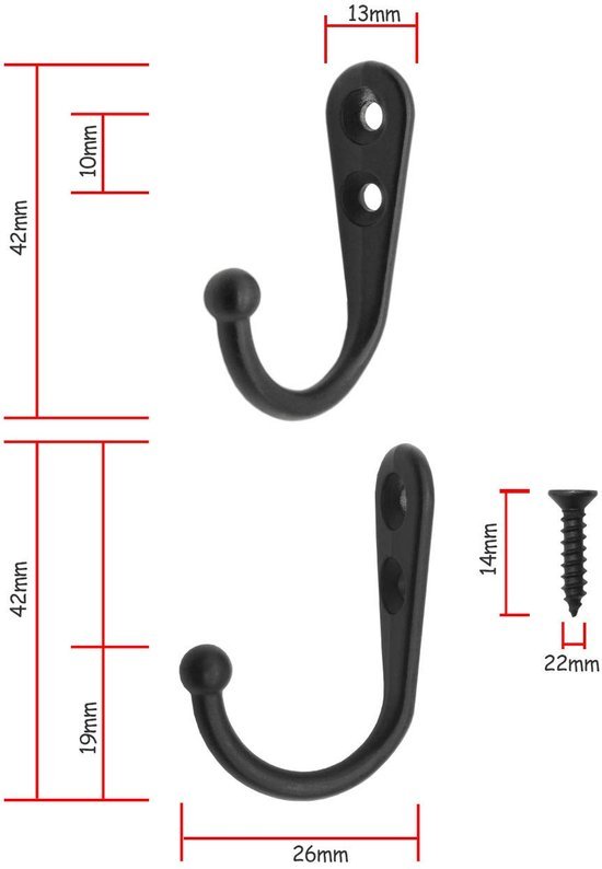 Unyqoos® Set van 10 stijlvolle zwarte haken voor garderobe en badkamer