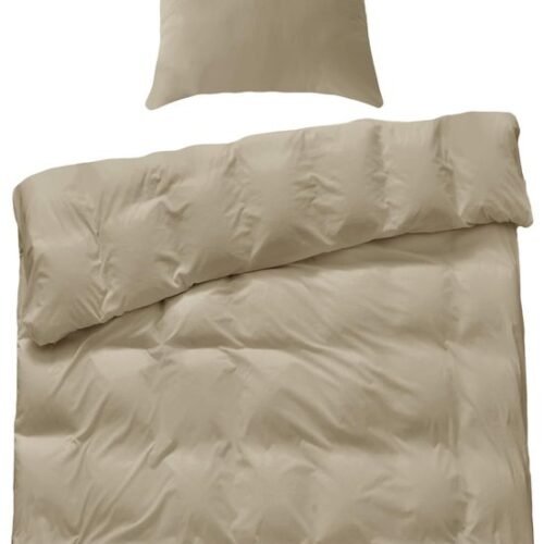 Unyqoos® Zachte katoenen beddengoedset met ritssluiting en kussensloop in beige kleur