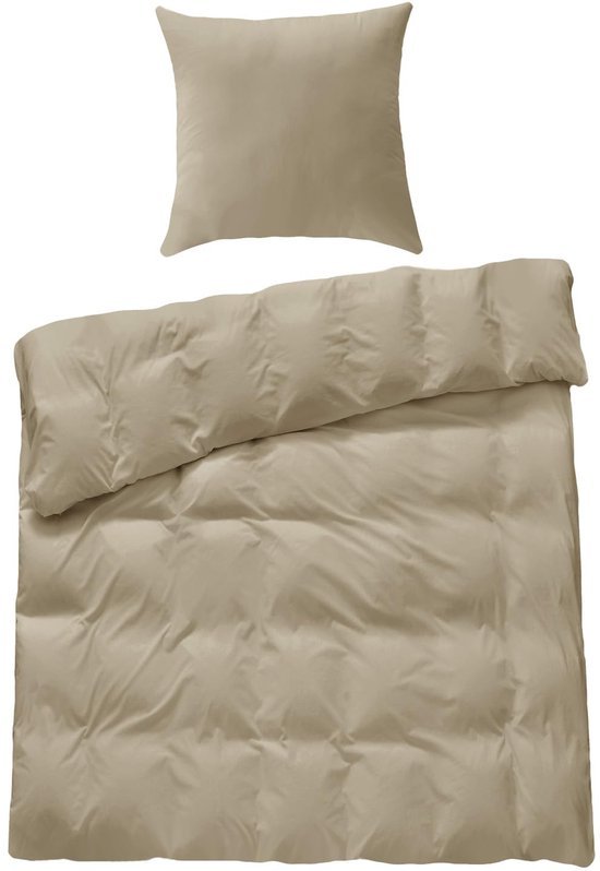 550x798.jpg Unyqoos® Zachte katoenen beddengoedset met ritssluiting en kussensloop in beige kleur