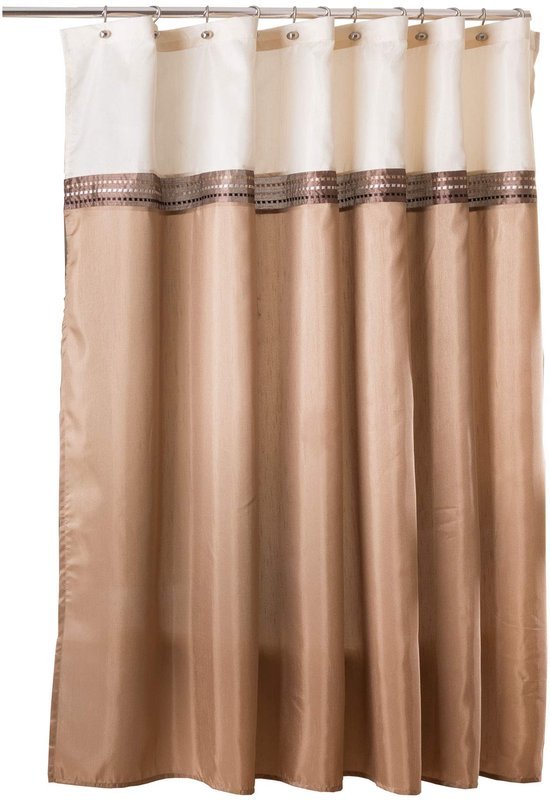 Unyqoos® Elegant douchegordijn met streeppatroon in beige en ivoor voor badkamer