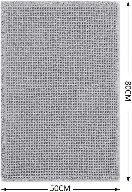 Unyqoos® Super Absorberende Antislip Badmat met Wafelstructuur en Kwastjes voor Stijlvolle Badkamers