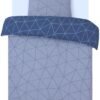 Unyqoos® Omkeerbare katoenen beddengoedset voor eenpersoonsbed in blauwe tinten 200x140