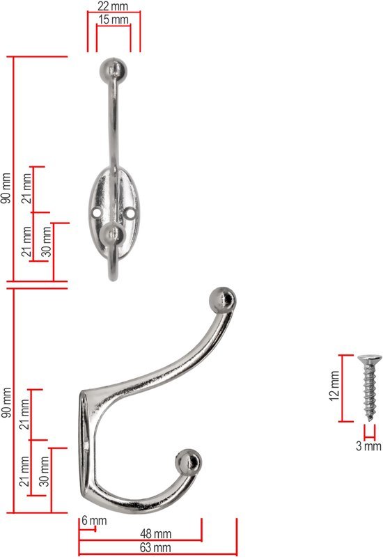 Unyqoos® Set van vijf elegante zilveren wandhaken voor diverse interieurstijlen
