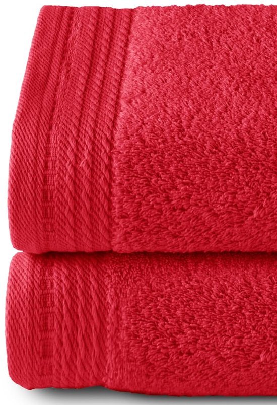 550x804-24.jpg Unyqoos® Set van twee luxe rode katoenen badhanddoeken voor dagelijks gebruik