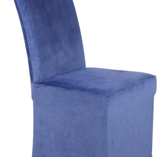 Unyqoos ® Luxueuze Fluwelen Stoelhoezen met Stretch Voor Eetkamerstoelen - Wasbaar en Herbruikbaar, Set Van 2, Marineblauw