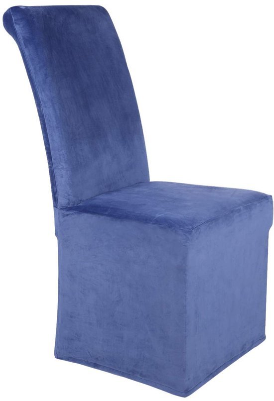 Unyqoos ® Luxueuze Fluwelen Stoelhoezen met Stretch Voor Eetkamerstoelen - Wasbaar en Herbruikbaar, Set Van 2, Marineblauw