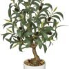 Unyqoos® Kunstmatige Olijfboom voor Binnen- en Buitendecoratie, 45 cm Hoog, Inclusief Pot en Realistische Olijven