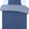 Unyqoos® Omkeerbare katoenen beddengoedset voor eenpersoonsbed in blauwe tinten 200x140
