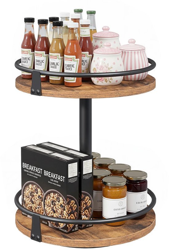Unyqoos® Draaibare keukenorganizer met twee lagen voor kruiden en specerijen
