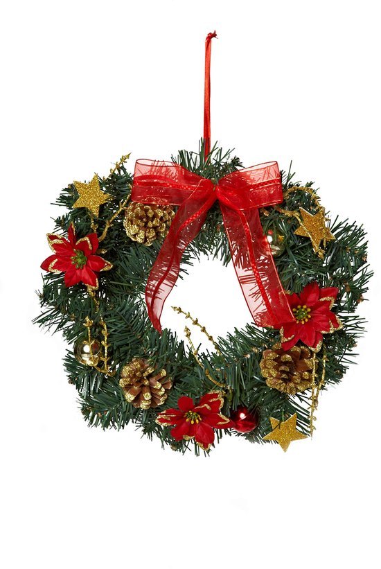 550x821-1.jpg Unyqoos® Sfeervolle Kerstkrans met Dennentakken en Gouden Accenten voor Huisdecoratie
