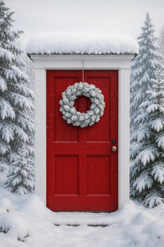 550x825-115.jpg Unyqoos® Winterse decoratieve krans met sneeuwlook en handige ophanglus, 25 cm
