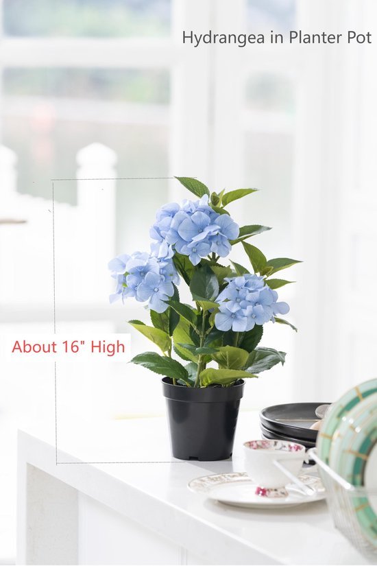 Unyqoos® Decoratieve kunsthortensia met pot voor een sfeervol interieur