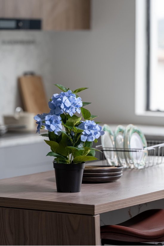Unyqoos® Decoratieve kunsthortensia met pot voor een sfeervol interieur
