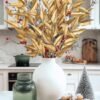 Unyqoos® Set van 3 decoratieve gouden kunst eucalyptus takken voor feestelijke decoratie