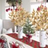 Unyqoos® Set van 3 decoratieve gouden kunst eucalyptus takken voor feestelijke decoratie