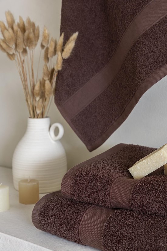 Unyqoos® Set van Luxe Douchehanddoeken in Chocoladetinten, Extra Zacht en Absorberend, 70x140 cm