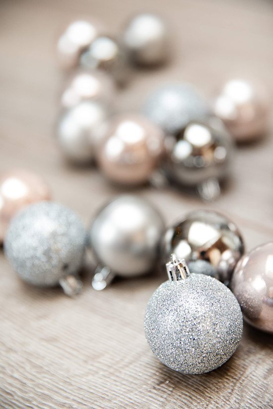 Unyqoos® 30-delige set kerstboomversiering met kunststof ballen in diverse kleuren