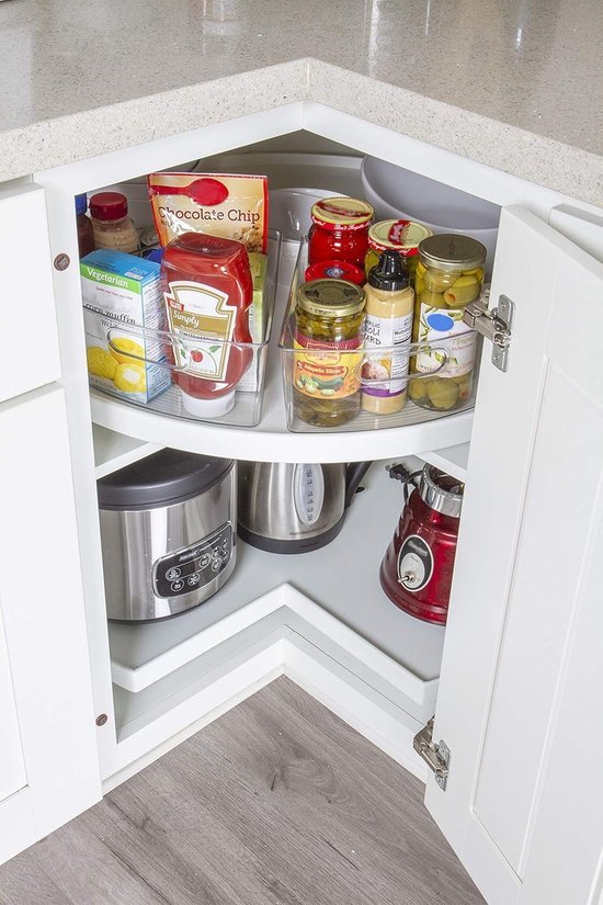 Unyqoos® Draaibare keukenorganizer met hoge wanden voor hoekopslag