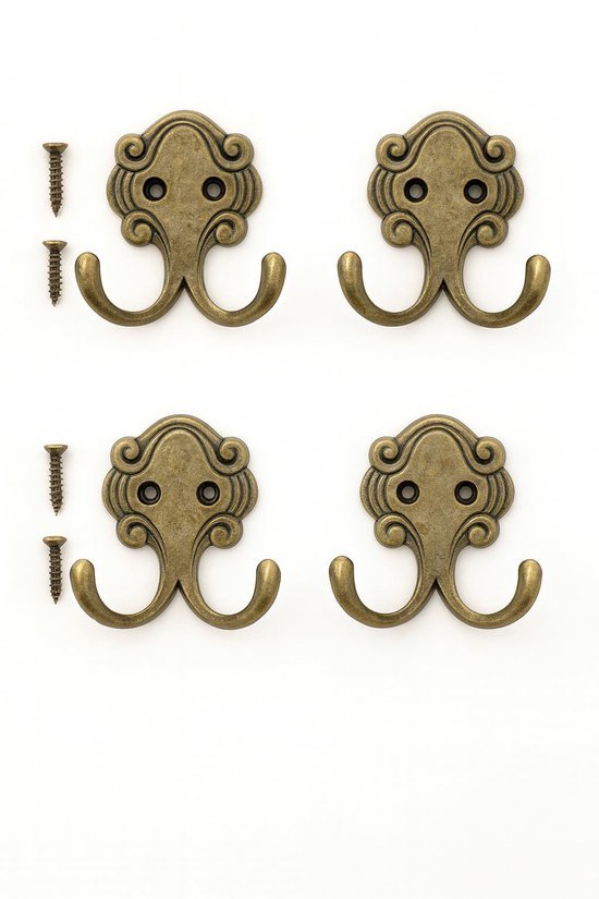 Unyqoos® Set van vier elegante antieke haken voor kleding en handdoeken
