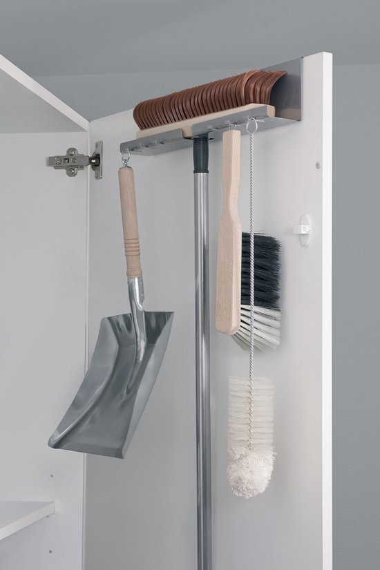 550x825-190.jpg Unyqoos® Ruimtebesparende metalen houder voor bezems en scheppen met haken