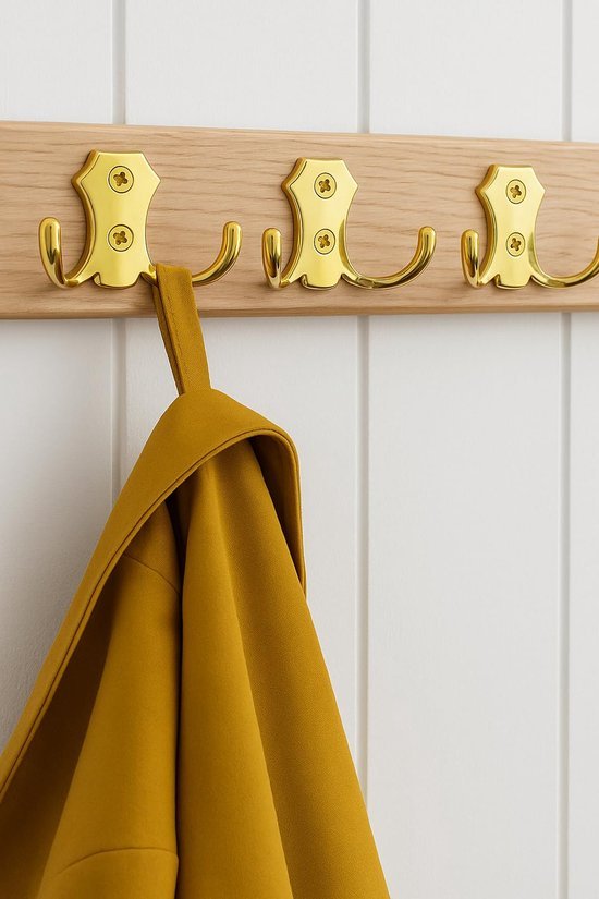 Unyqoos® Set van 5 gouden dubbele haken voor veelzijdig gebruik in huis