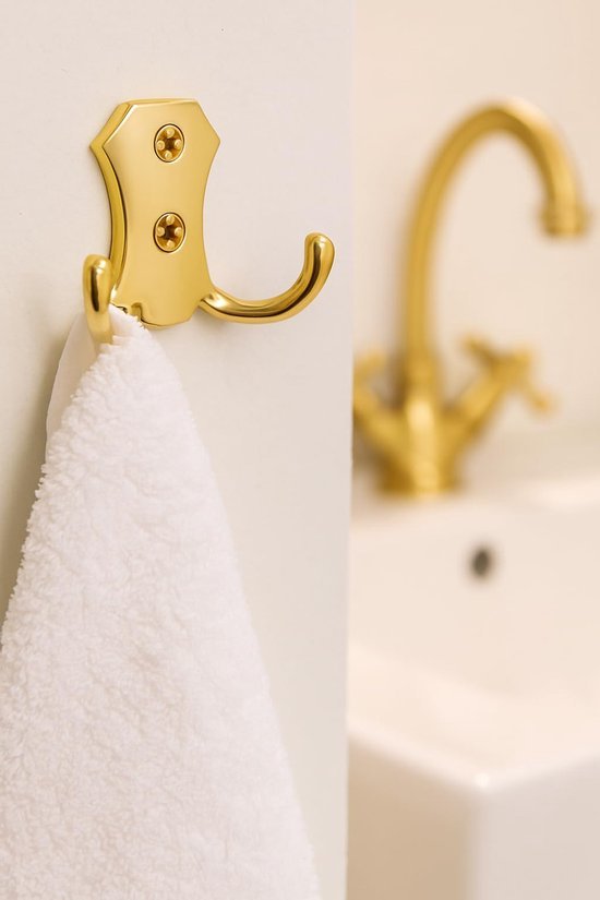 Unyqoos® Set van 5 gouden dubbele haken voor veelzijdig gebruik in huis