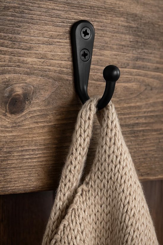 Unyqoos® Set van 10 zwarte metalen haken voor veelzijdig gebruik in huis of kantoor