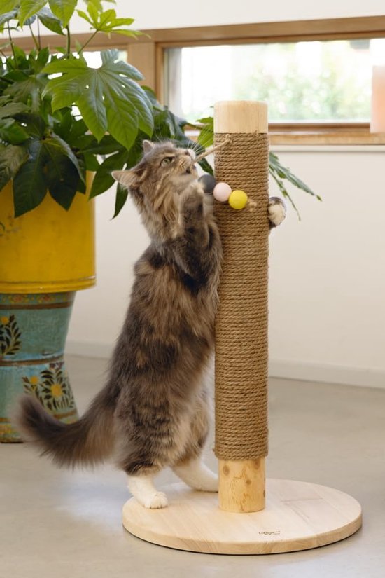 Unyqoos® Stijlvolle krabboom met speelballen voor katten in zandkleurig design