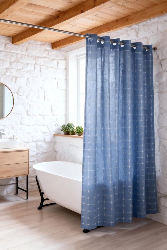 550x825-39.jpg Unyqoos® Waterdicht douchegordijn zonder haken met bohemien design en linnen uitstraling