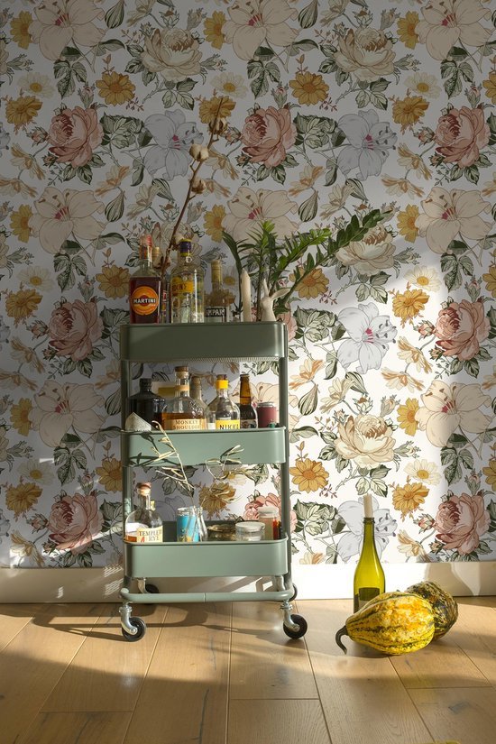 Unyqoos® Waterdicht Zelfklevend Bloemenbehang voor Stijlvolle Interieurdecoratie, 44 cm x 3 m