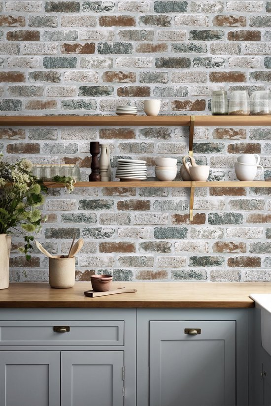 Unyqoos® Zelfklevend behang met steenlook voor een rustieke en vintage uitstraling