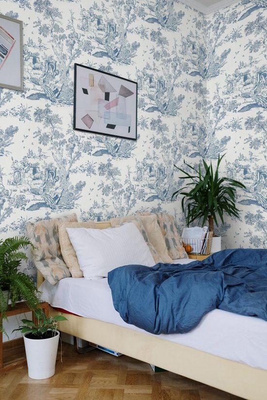 550x825-79.jpg Unyqoos® Zelfklevend blauw-wit behang met dierenmotief voor diverse interieurtoepassingen