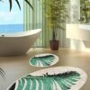 550x825-92.jpg Unyqoos® Zachte en Antislip Ovale Badkamertapijtenset met Modern Veerontwerp, 2-delig, Waterabsorberend