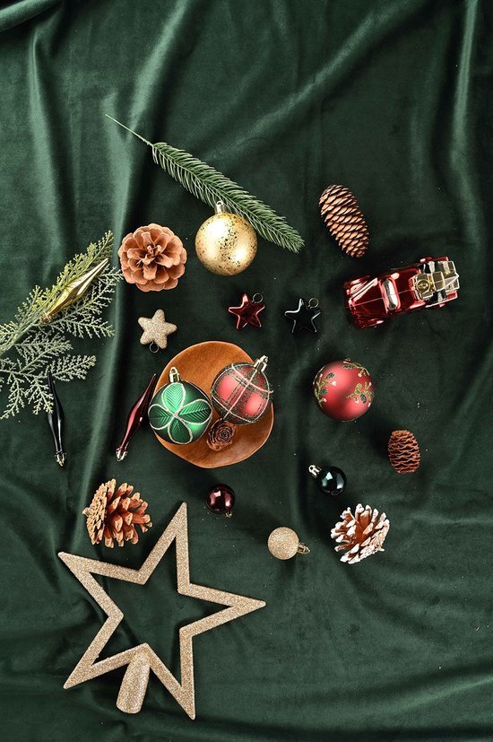 Unyqoos® 70-delige set onbreekbare kerstballen in rood en goud voor feestelijke decoratie