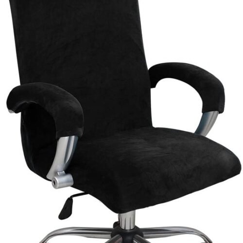 Unyqoos® Elastische en fluwelen bureaustoelhoes met armleuning voor een stijlvolle uitstraling