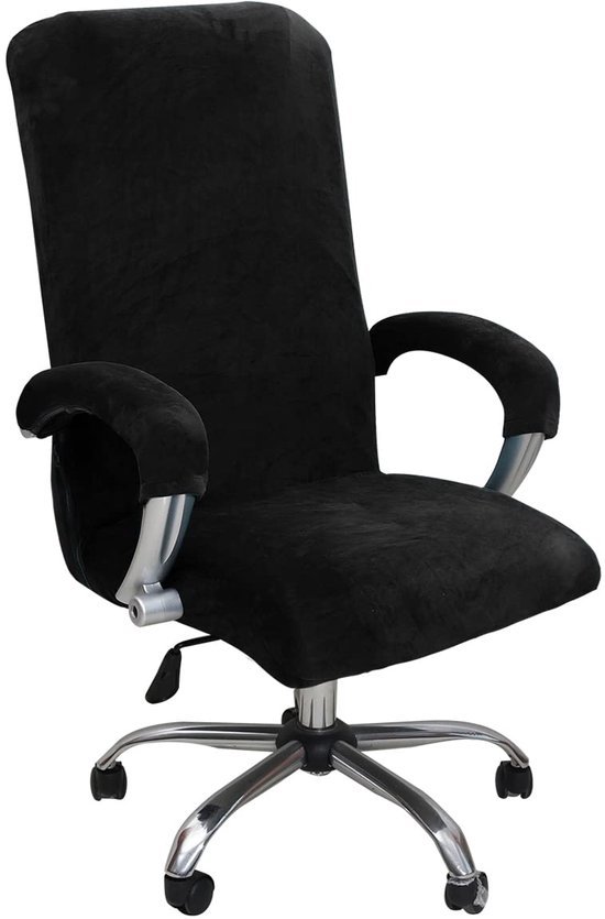 Unyqoos® Elastische en fluwelen bureaustoelhoes met armleuning voor een stijlvolle uitstraling